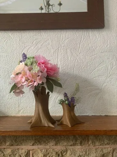 Stylized tree stump vase-short