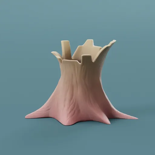 Stylized tree stump vase-short
