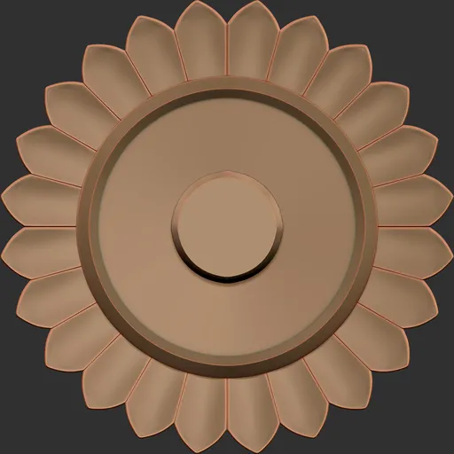 3D sculpting brush imprint with detailed petal-like patterns for decorative modeling, compatible with Blender.