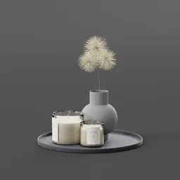 Candle dandelion Pot Wood Tray