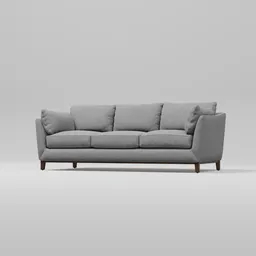 "Taylor Sofa: A modern 3D model for Blender 3D software. This sleek and utilitarian couch, inspired by Morris Kestelman, features a slim body, gray background, and realistic 3/4 view. Perfect for your interior design projects."