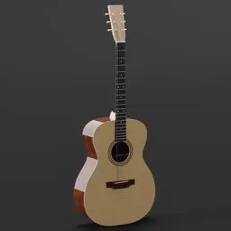 High-detail Blender 3D acoustic guitar model suitable for architectural visualization.