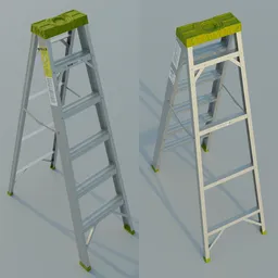 Detailed 3D model of a 6ft folding ladder with texture, suitable for Blender rendering in home improvement.