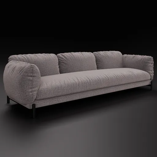 Detailed 3D model of a vintage-style textured fabric sofa, ideal for Blender rendering and interior design visualization.