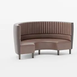 Detailed 3D model rendering of a modern semicircular, pleated sofa designed for Blender 3D artists.