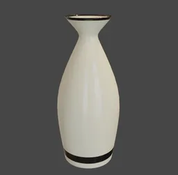 Cream colored 3D porcelain vase model with a glossy finish, compatible with Blender 3D for scene decoration.