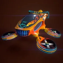 "Get ready to soar with the Toon Car Orenge 3D model, a unique aircraft from the transport sci-fi category. This BlenderKit asset features PBR textures and is perfect for video game development using Unreal Engine 4. Let your imagination take flight with this colorful and fun game asset!"