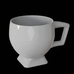 Realistic 3D model of a classic white cup with a handle, suitable for Blender rendering and kitchen scenes.