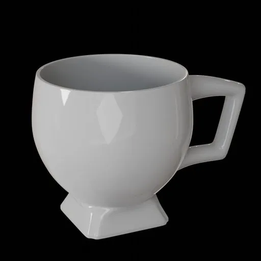 Realistic 3D model of a classic white cup with a handle, suitable for Blender rendering and kitchen scenes.