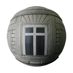 High-resolution medieval marble window material for Blender 3D, enhanced with AI and created using Adobe software tools for PBR texturing.