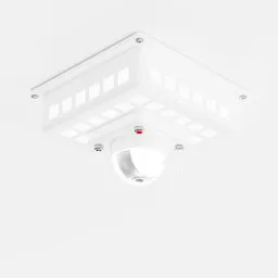 High-tech 3D model of a smart ceiling light with integrated camera and sensors for home automation, designed in Blender.