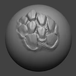 NS Scales 04 3D sculpting brush imprint, ideal for creating dragon scale textures in Blender 3D models.