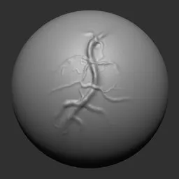 3D sculpting brush for Blender creating realistic thick vein textures on digital models, ideal for organic detailing.
