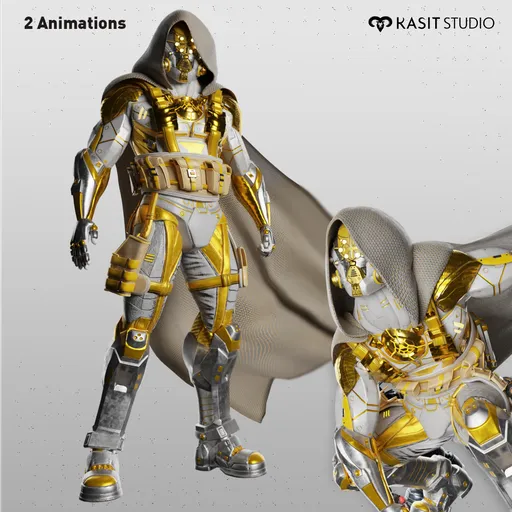 High-quality Blender 3D model of an animated, rigged Sci-Fi soldier with detailed textures and two animations.
