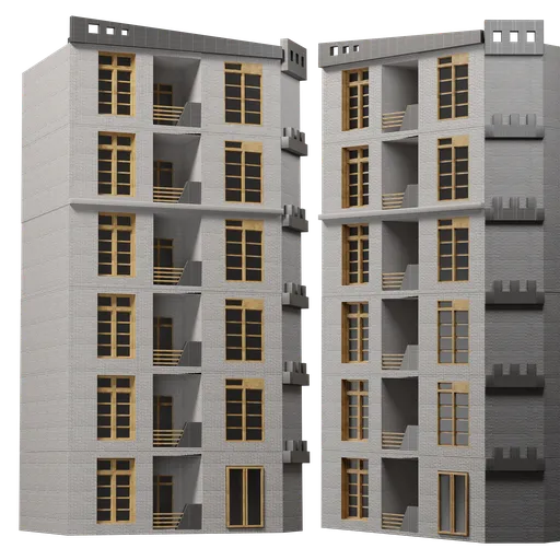 Detailed low poly modern building 3D model suitable for Blender eevee and cycles rendering.