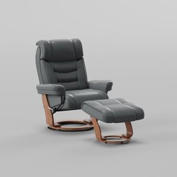 Walnut armchair and footstool