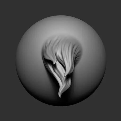 3D sculpting brush effect showing triple strand fur texture for detailed model sculpting in Blender.