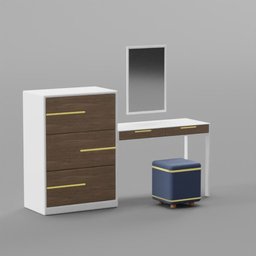 Minimalist Dressing Make Up Table With Ottoman