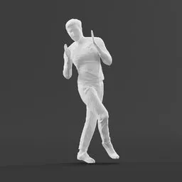 3D low poly male figure in dynamic dance pose, compatible with Blender, suitable for animation and rendering.