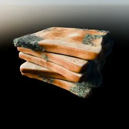 Stack Of Slices Of Toasted Bread With Moldy Spots