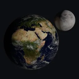 Earth-Moon System (Geometry Nodes)