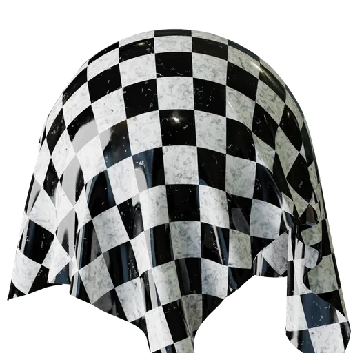 Seamless PBR checkered marble texture for 3D Blender artists, ideal for architectural visualization.
