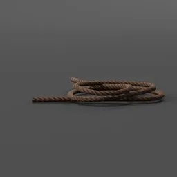 Highly detailed coiled rope 3D model, ideal for medieval or blacksmith scene props in Blender 3D.