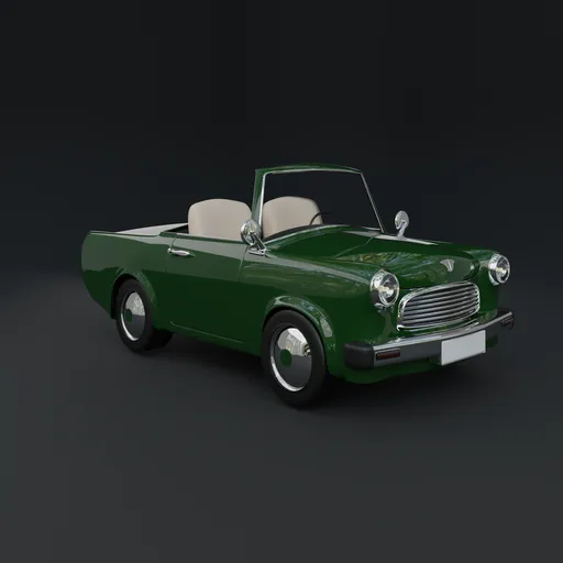Green convertible cartoon style 3D model with adjustable subdivisions for Blender rendering.