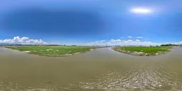 River green grass mud cloud