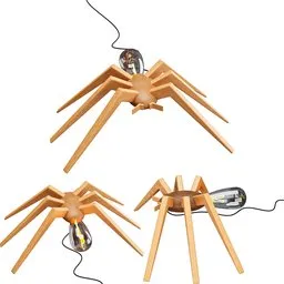 Realistic spider-shaped 3D lamp model with intricate leg design, compatible with Blender for interior rendering.