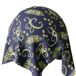 Seamless traditional Indonesian batik PBR material for Blender 3D, showcasing intricate ethnic patterns.