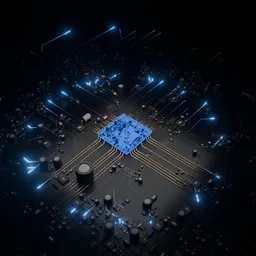 Futuristic AI Microchip Circuit Board