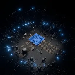 Futuristic AI Microchip Circuit Board