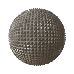 High-quality PBR metallic surface texture with raised pyramid pattern for 3D rendering in Blender and other software.