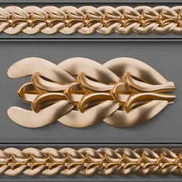 Detailed golden trim brush for 3D modeling in Blender, enhances speed and quality of scene detailing.