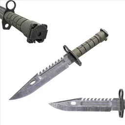 Detailed 3D tactical knife model with high-resolution textures, ideal for Blender 3D projects and in-game assets.