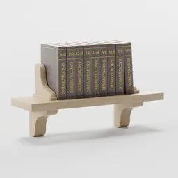 Detailed encyclopedia bookshelf 3D model, ideal for Blender renderings, with customizable book arrangement.