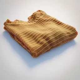 High-detail 3D scanned folded sweater for virtual wardrobe in Blender.
