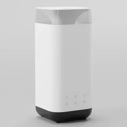 3D-rendered smart ultrasonic humidifier model with sleek white and black design, optimized for Blender 3D projects.