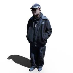 Standing Boy with Black Sweater and Cap