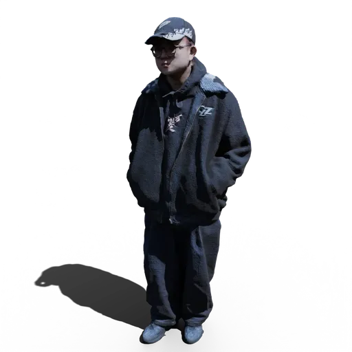 Standing Boy with Black Sweater and Cap