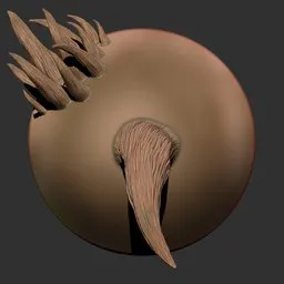 3D sculpting brush for detailed fur textures on models, compatible with Blender, perfect for hair, beards, and clothing.