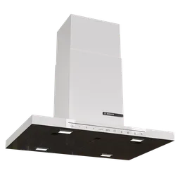 Detailed 3D rendering of modern island cooker hood, suitable for Blender kitchen visualization projects.
