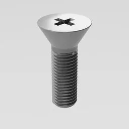 Detailed 3D model of a Phillips flat head countersunk screw, meticulously crafted using Blender.