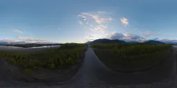 River and Mountains Twilight Sky