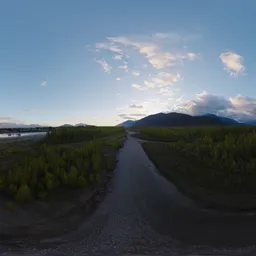 River and Mountains Twilight Sky