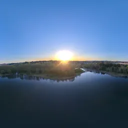Aerial Sunset over Lake 17k