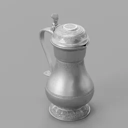 Decorated tin flagon