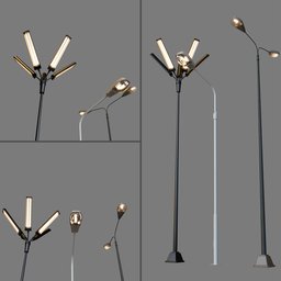 High-quality 3D street lamp models compatible with Blender and other software, showcasing versatility and Substance Painter materials.