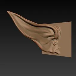 3D modeling ear sculpt brush for Blender, creating detailed creature ear forms on digital models.
